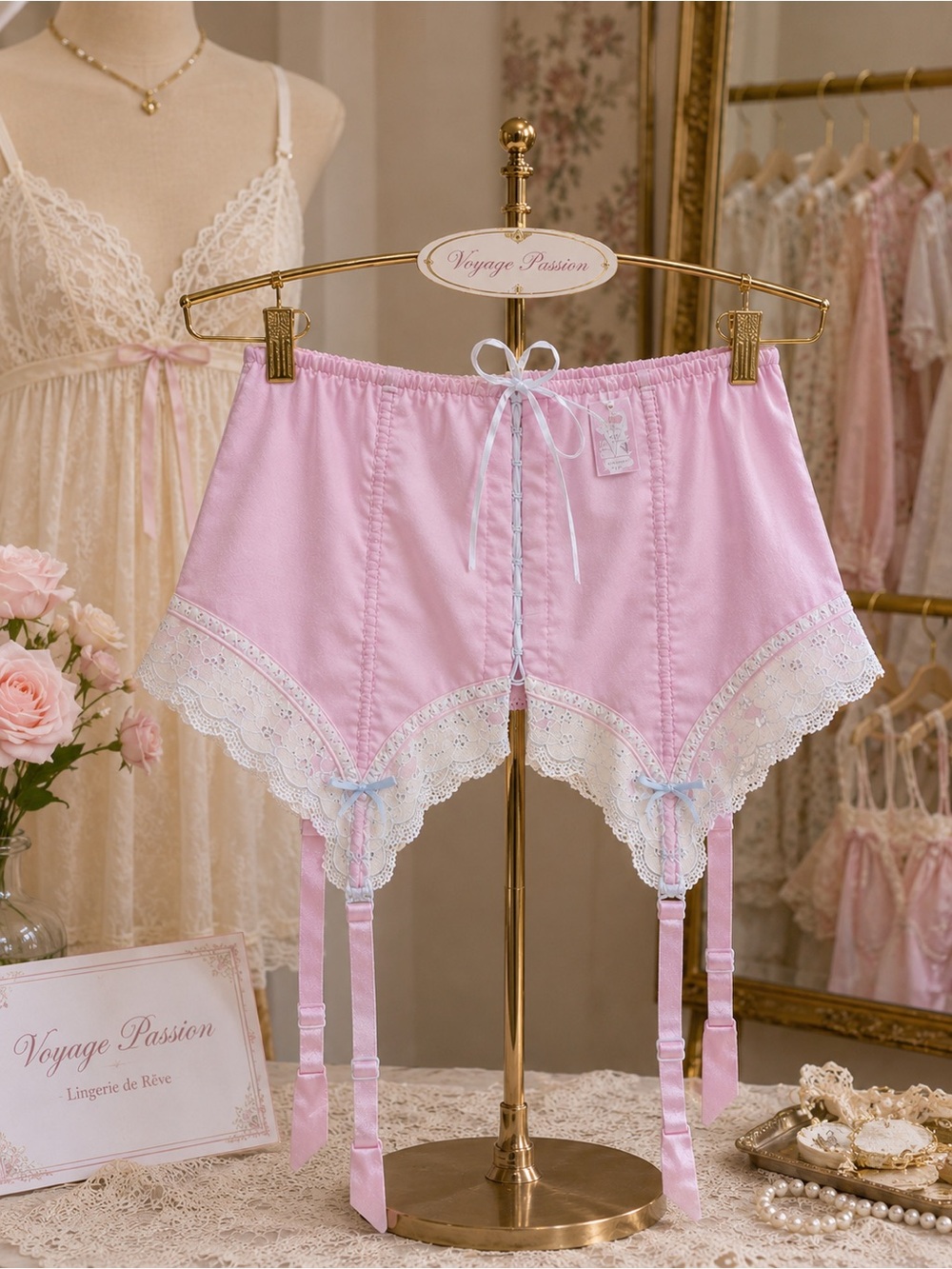 ROBERTO CAVALLI Pink Lace Detail Garter